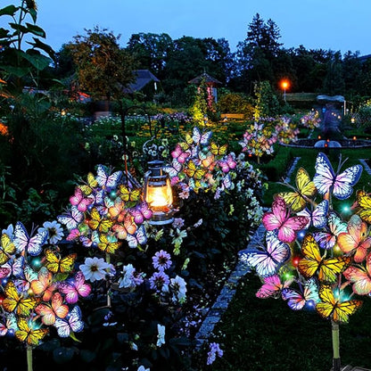 Solar Garden Lights Solar Lights Outdoor Waterproof Decorative 4 Pack with 88 LED 68 Butterfly Solar Lights for Garden Yard Decor Christmas Decorations, Gifts for Mother's Day Mom