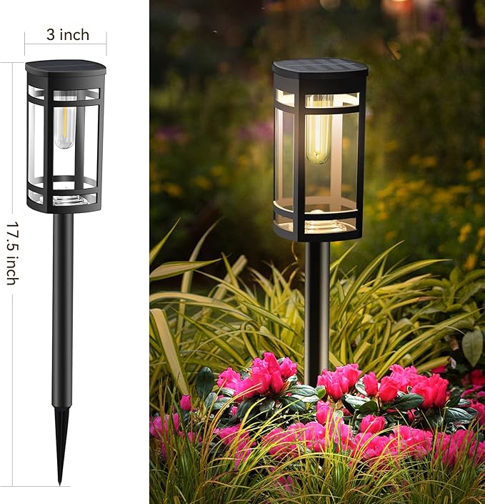 EXCMARK 16 Pack Solar Lights Outdoor Waterproof for Garden Pathway Walkway Driveway Yard Lawn Decorative Landscape Lighting. (Warm White Light, 16)