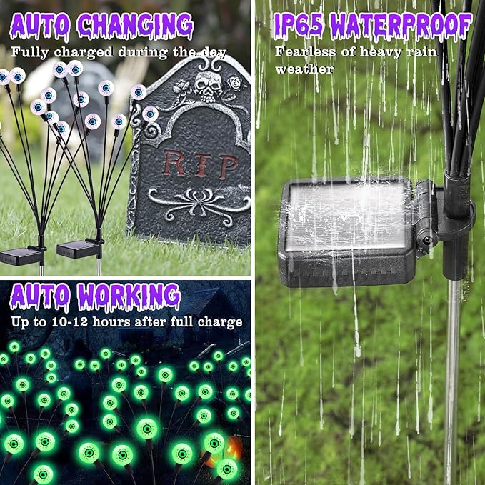 Green Solar Pathway Lights 4-Pack, Yard LED