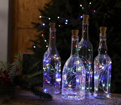 Solar String Lights Outdoor Waterproof for Outside 8Pack DIY Transparent Bottle decro 6.5FT/20 LED, Solar Christmas Lights for Patio Weeding Birthday (Multicolor)