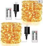 2-Pack Outdoor String Lights, 99ft Warm White Waterproof LED