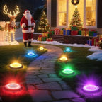 Solar Flat Disk Lights 12-Pack, Waterproof Landscape