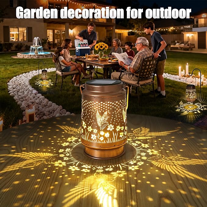 Hummingbird Solar Lantern 2 pcs - Hummingbird Solar Lights for Outside, Patio, Backyard, and Porch - Waterproof Hanging Lantern for Outside - Perfect Gifts for Women