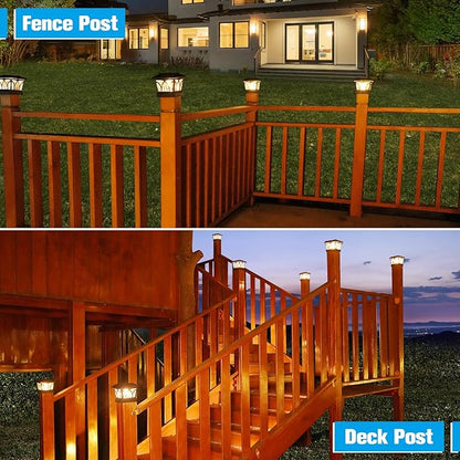 VOLISUN Solar Post Cap Lights Outdoor 8Pack, with Edison LED Bulbs, 2 Brightness Setting, Fence Post Lights Solar Powered for Garden Fence Deck Mailbox Yard Porch, Fits 4x4 6x6 Posts(Slate Black)