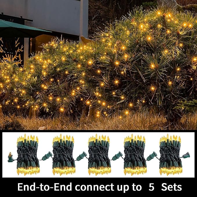 LAMPHOME Christmas Lights 100 Count Mini Yellow Lights 20ft Green Wire Christmas Tree String Lights Set for Outdoor Indoor Christmas Decorations Wedding Decorations Valentines Day Decor