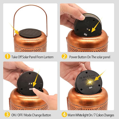 7 Color Variations Solar Lanterns Outdoor, Waterproof Hummingbird Garden Decor, LED Hanging Lights Metal Decor for Yard, Patio, Porch, Lawn, Tabletop - Perfect Christmas Gift for Women, Mom, Grandma