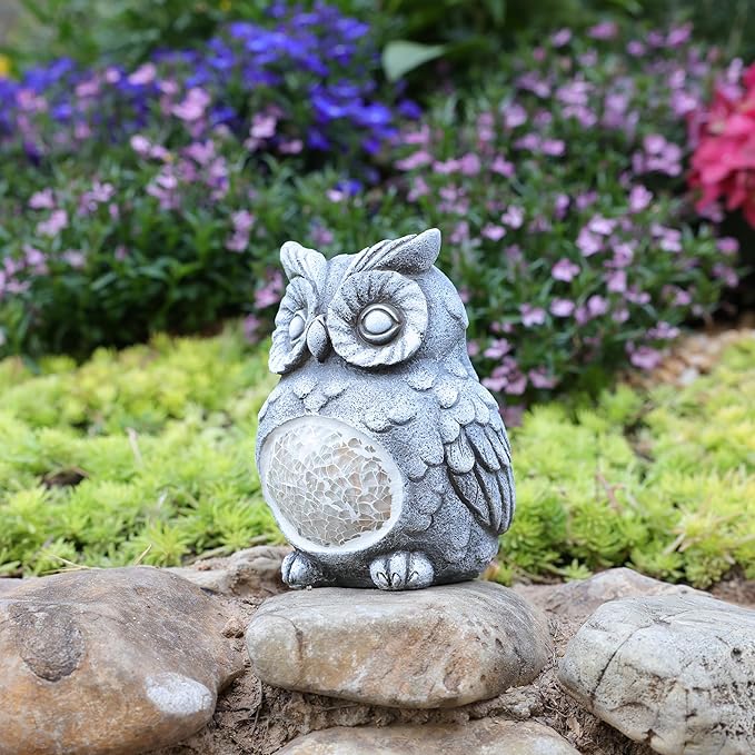 Solar Owl Garden Statue Light, Outdoor Decor