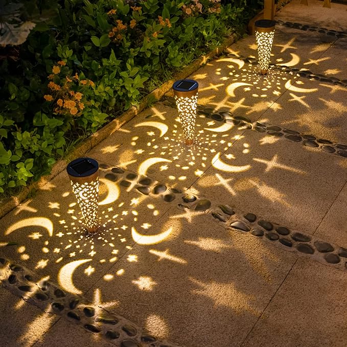 6-Pack Copper Solar Path Lights, Outdoor Walkway LED