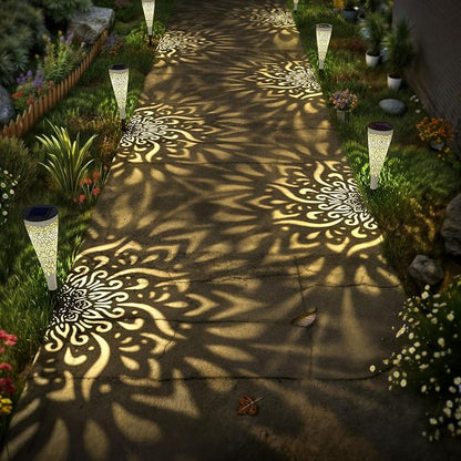 6 Pack Solar Lights Outdoor Garden Decorative Solar Garden Lights with Warm Light Waterproof Solar Pathway Landscape Light for Path Patio Backyard Walkway Yard Decor (White, 6Pcs)