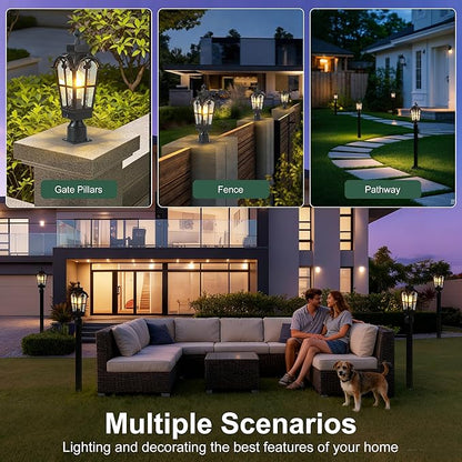Motion Sensor Outdoor Post Lights Waterproof Dawn to Dusk Sensor Post Light Fixture Outdoor Anti-Rust Waterproof Exterior Lamp Post Lighting for Front Door Yard Pathway Driveway Fence