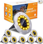 8-Pack Warm White In-Ground Solar Lights, Flat LED Landscape