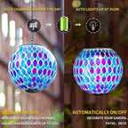 Classic Mosaic Solar Lanterns for Patio, Waterproof LED