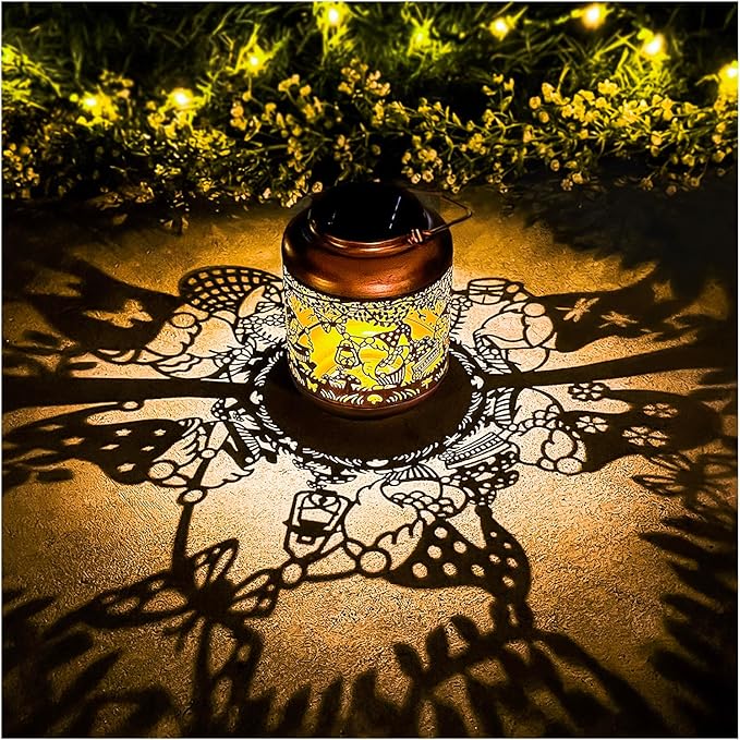 Gnome Solar Lantern Set, Metal Yard Lighting