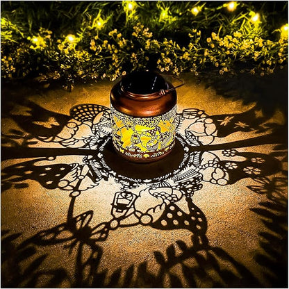 Gnomes Solar Lanterns Outdoor Waterproof,Hanging Solar Lights Gnome Gifts for Women Metal LED Decorative Light for Yard,Patio,Lawn,Tabletop,Pathway,Landscape,Garden Gnomes Decor