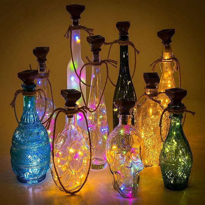 8-Pack Solar Wine Bottle Cork Lights, 20 LED Fairy