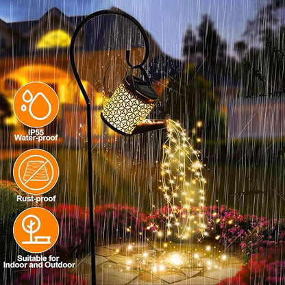 ZKLiLi Christmas Solar Watering Can with Cascading Lights Garden Decorative, Waterfall Outdoor Waterproof, Hanging Solar Lantern, Yard Decor,Gifts for Mom Grandma Women Birthday