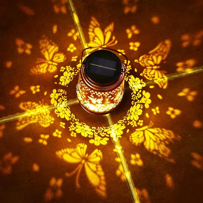 Homemory Solar Lanterns Outdoor Waterproof Butterfly Lights Garden Decor, Birthday Gifts for Women Mom Grandma, LED Hanging Solar Lights for Yard, Patio, Backyard, Porch, Lawn