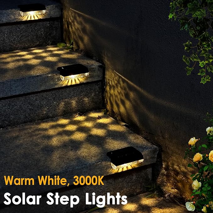 Mancra Solar Step Lights Outdoor, Solar Deck Lights Waterproof Outdoor Lighting for Patio Fence Stairs Post Railing Yard and Garden (Warm White, 24 Pack)