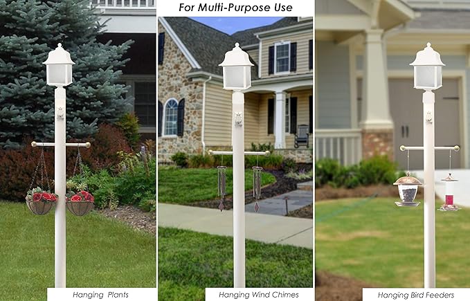 Solus SCA-335WH-4PK 15" Aluminum Cross Arm Ladder Rest for Outdoor Lamp Posts and Poles, Easy to Mount, Maintenance Free and Weather Resistant, White Bar with Gold Caps, Pack of 4