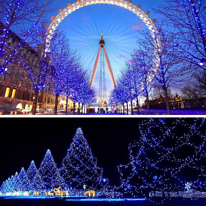 Halloween String Lights 33Ft 100LED Blue Fairy Lights for Indoor Outdoor Waterproof Remote Timer Black Wire String Lights for Hanging Garden Party Holiday Halloween Décor