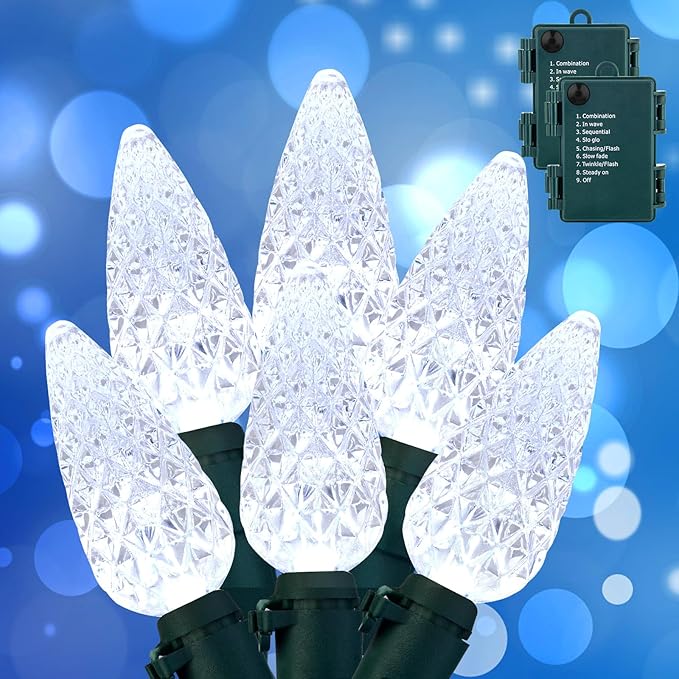 Christmas Fairy Lights 2-Pack, 20ft 6 LED Battery Twinkle Lights