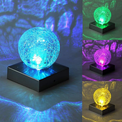 SUNNYPARK Solar Fence Post Cap Light, 4x4, Color Changing, Waterproof, Outdoor, Wooden or Vinyl Post, Garden Lights, Solar Powered, Crackle Glass Design