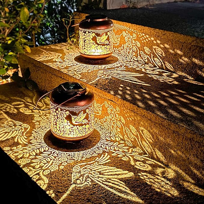 Solar Hummingbird Lanterns, Yard Hanging LED Decor
