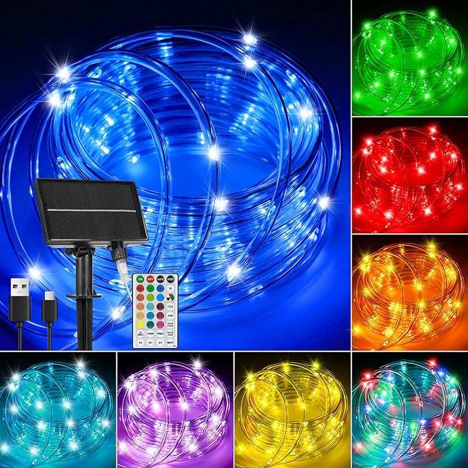 Portable Camping Lights 33ft, Rechargeable 8-Mode
