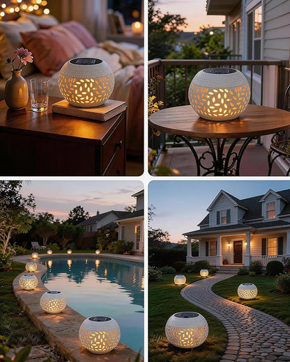 Solar Table Lights Outdoor Waterproof - 2 Pack Dancing Flickering Flame Lamp White Metal Tabletop Light Solar Powered Decorative Lighting Lantern for Desk Bedroom Patio Garden Pathway Yard