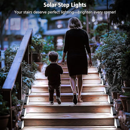 echosari 12 Pack Solar Step Lights for Outside, Ultra Bright Outdoor Stair Lights Auto ON/Off, 2835 SMD LEDs Outdoor Step Lights IP68 Fully Waterproof for Yard Garden Walkways Pathway (Cool White)