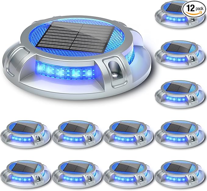 12-Pack Solar Fence Lights, White Waterproof LED