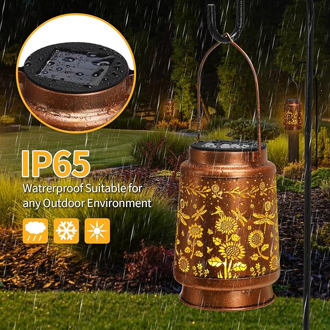 Solar Lanterns Outdoor Waterproof Garden Decor Christmas Gifts for Women Mom Birthday Gifts Ideas Metal Bird Decorative LED for Patio Pathway Landscape Walkway Terrace Balcony Lawn Yard(Dragonfly)