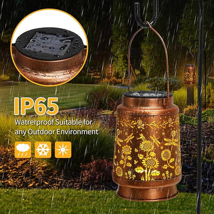 Solar Lanterns Outdoor Waterproof Garden Decor Christmas Gifts for Women Mom Birthday Gifts Ideas Metal Bird Decorative LED for Patio Pathway Landscape Walkway Terrace Balcony Lawn Yard(Dragonfly)