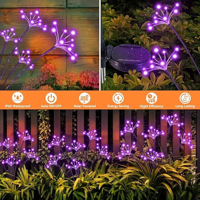 2-Pack Solar Pathway Lights, Waterproof LED Garden Lights