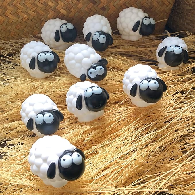 Cute Painted Sheep Night Light LED Sheep Ornaments String Lights Black Sheep Fairy Light Battery Powered Indoor Outdoor Party Decor Night Light (20LED, Black Sheep)