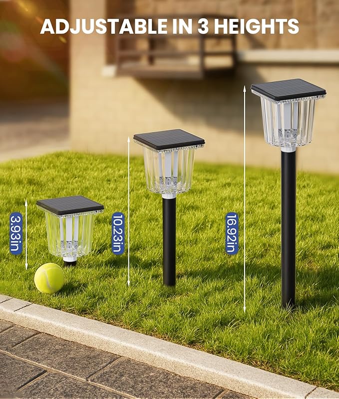 12-Pack Super Bright Solar Pathway Lights Outdoor Powered,Adjustable Warm&Cool White,Waterproof IP65 Solar Garden Decor Landscape Lighting Outside for Front Yard/Patio/Walkway/Driveway/Lawn/Path Light