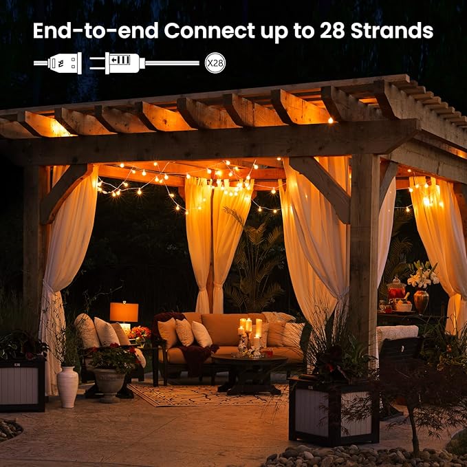 50ft White String Lights for Yard, Waterproof LED