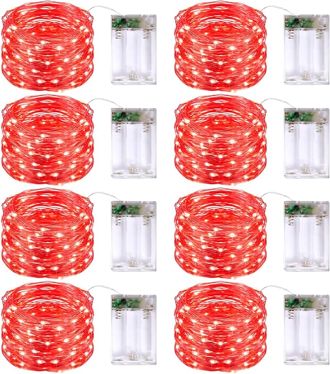 8-Pack Christmas String Lights, 16ft 50 LED Waterproof Twinkle Lights