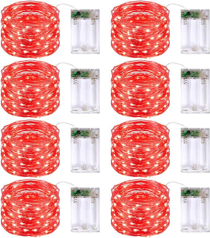 8-Pack Christmas String Lights, 16ft 50 LED Waterproof Twinkle Lights