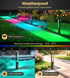 12-Pack RGB Color-Changing Solar Spotlights, Waterproof Wall LED