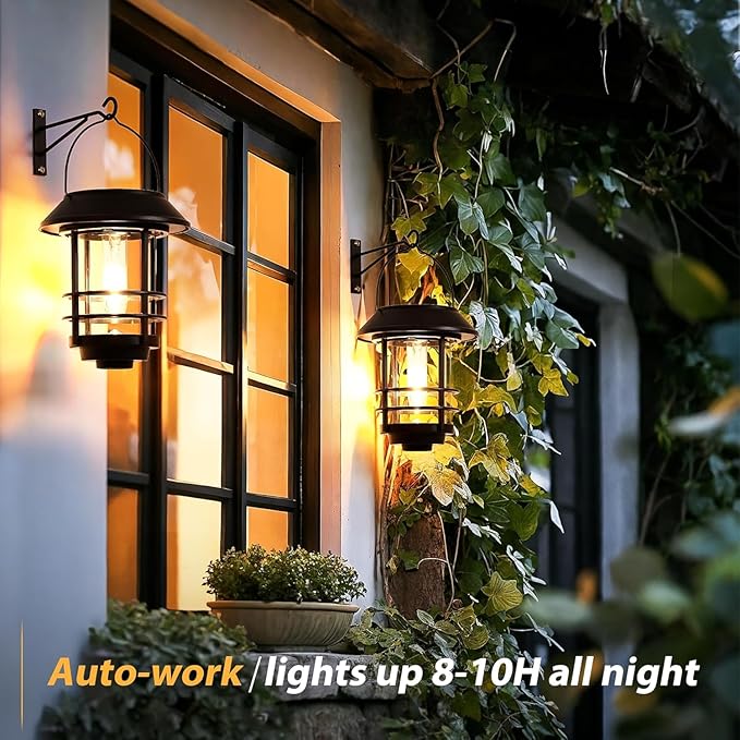 Hanging Solar Hanging Lanterns 2-Pack, Decorative Outdoor Decor