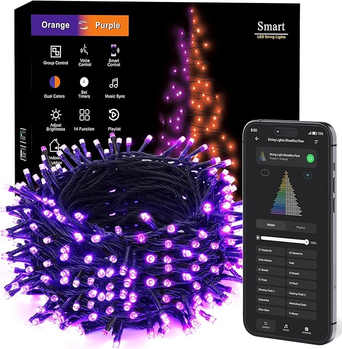Halloween Backyard String Lights, 98ft 300 LED Waterproof