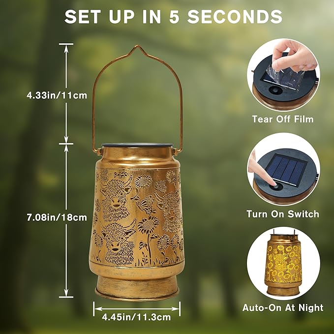Garden Solar Hanging Lanterns, Metal Porch Decor