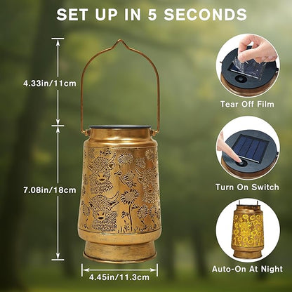 Solar Lanterns Outdoor Waterproof Decoration, Highland Cow Garden Decor Hanging Lantern Lights, Birthday Gifts for Women, Led Decorative Outside Light, for Yard, Patio, Porch,Pathway, Table, Trees