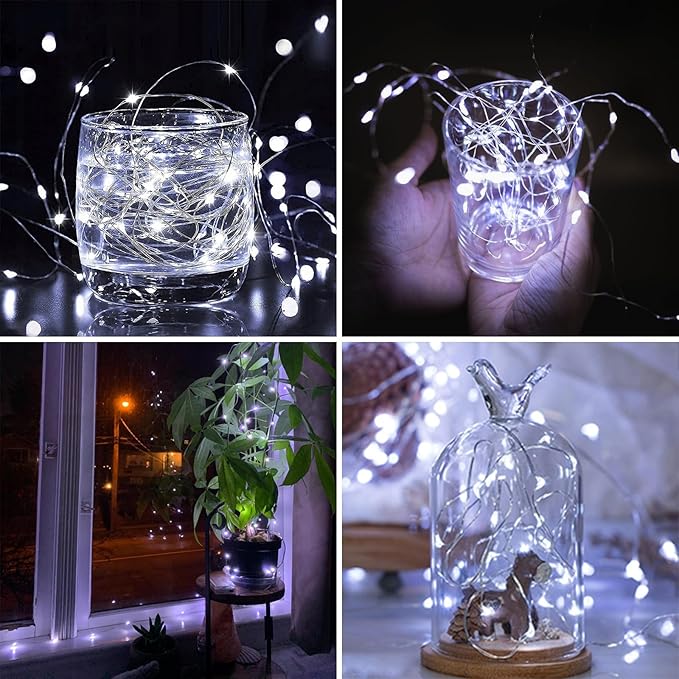 2 Pack 200LED Christmas Battery Operated Fairy Lights with Remote, 8 Modes String Lights with Timer, Dimmable, Memory Function, Waterproof Twinkle Lights for Outdoor Indoor Christmas Decor(Cool White)