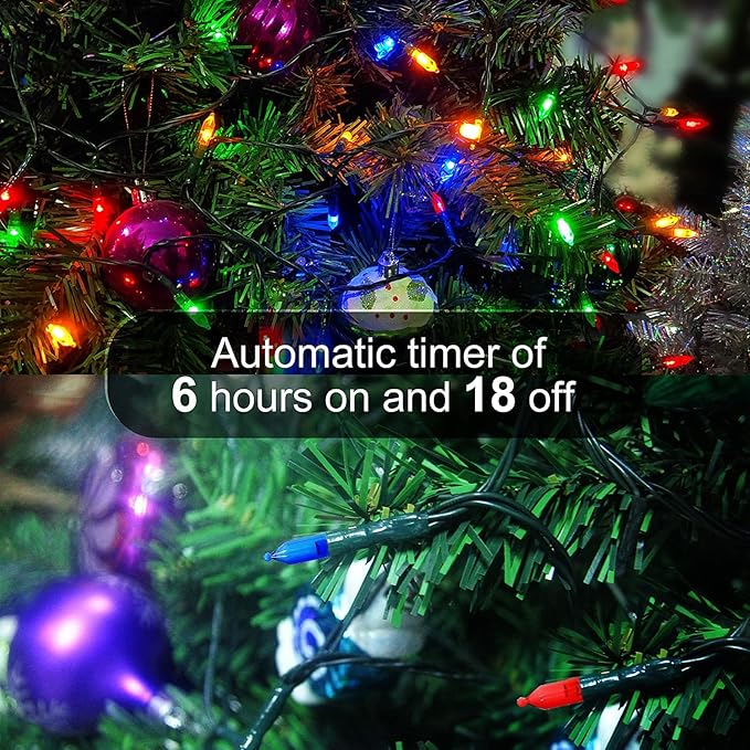 2-Pack 100 LED Christmas Twinkle Lights, 33ft Waterproof for Porch