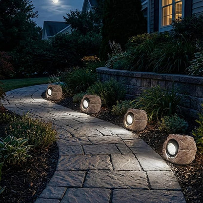 2 Pack Solar Rock Lights, Outdoor Decorative Garden Spotlights for Pathway, Walkway, Yard, Landscape, Patio