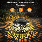 2-Pack Decorative Courtyard Solar Lanterns for Porch, Waterproof LED