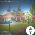 Black Solar Pole Lantern, Outdoor Post Lighting