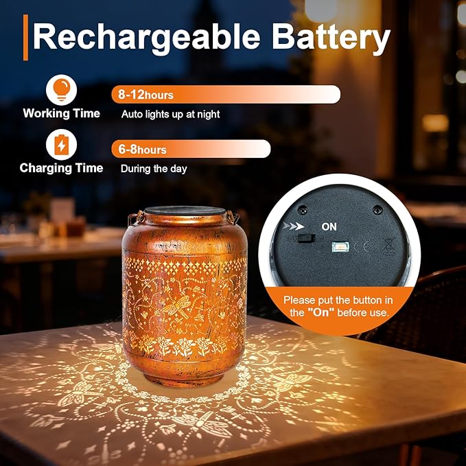 Dragonfly Solar Lanterns Outdoor Waterproof, Birthday Gifts for Women Metal Hanging Solar Lights for Yard Garden Decor Dragonfly Gardening Mothers Day Gifts for Mom Grandma